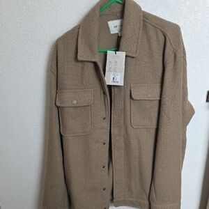 Men's Beige Shirt Jacket by Meyson